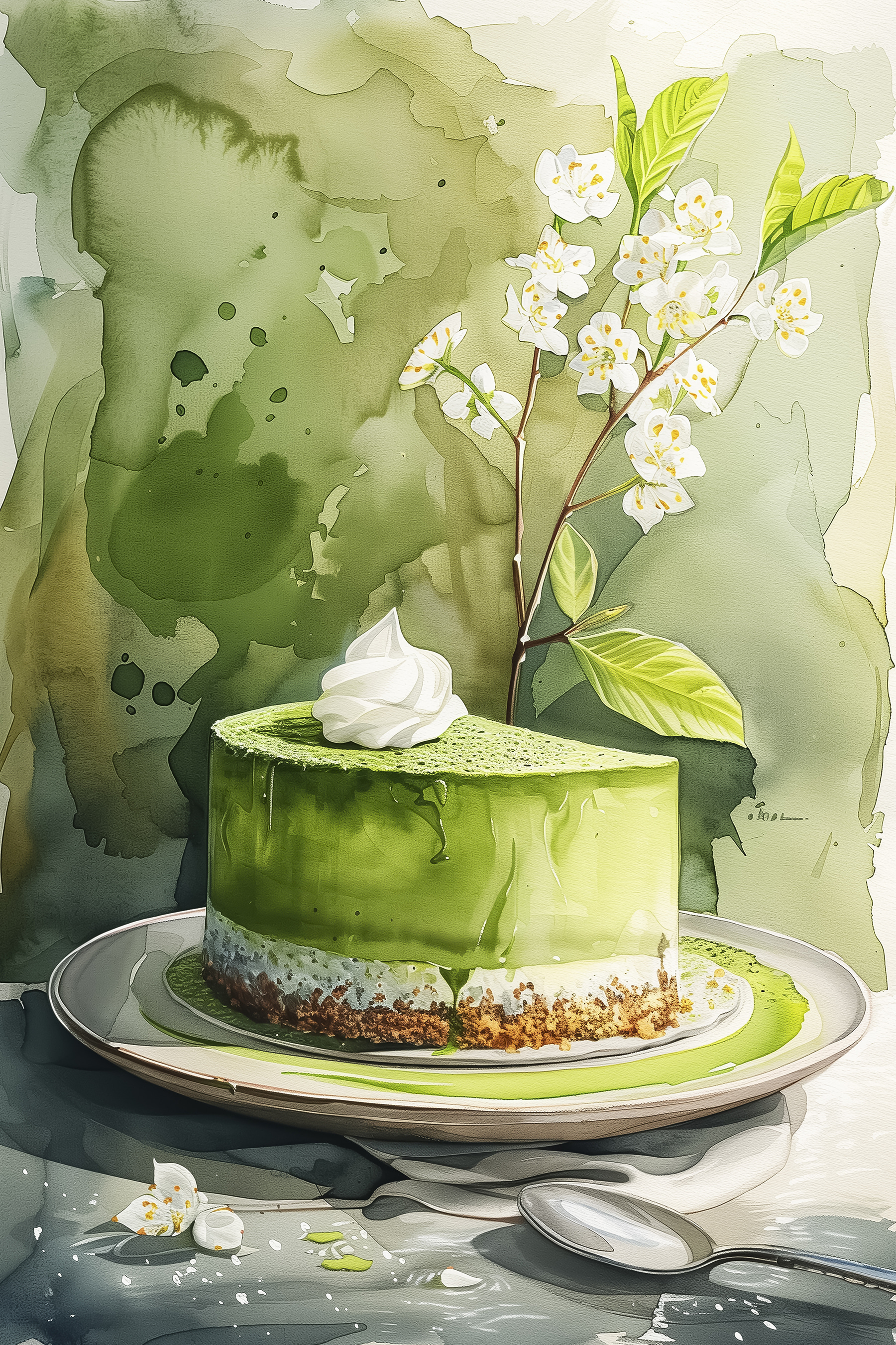 Watercolor painting of a cake