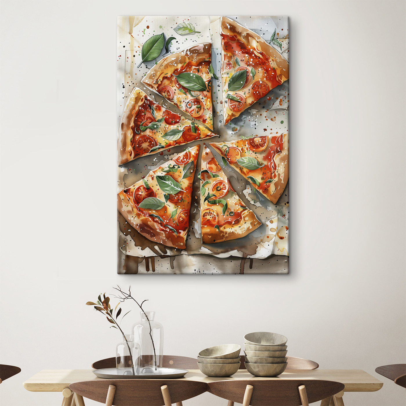 Pizza with tomatoes and basil Pizza with tomatoes and basil
