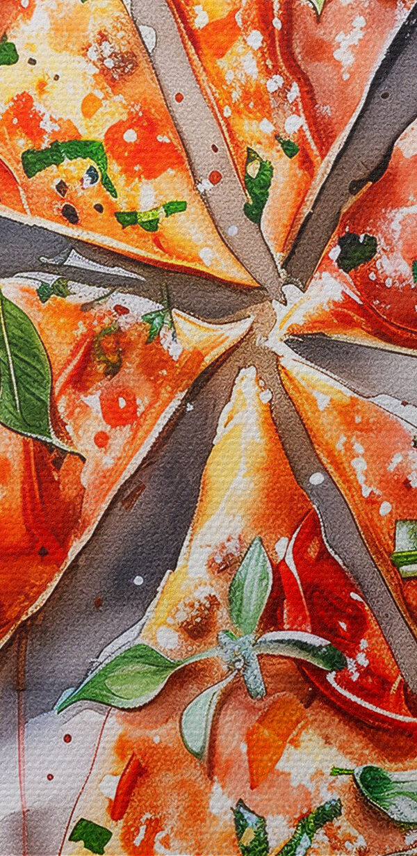 Watercolor of a pizza Watercolor of a pizza