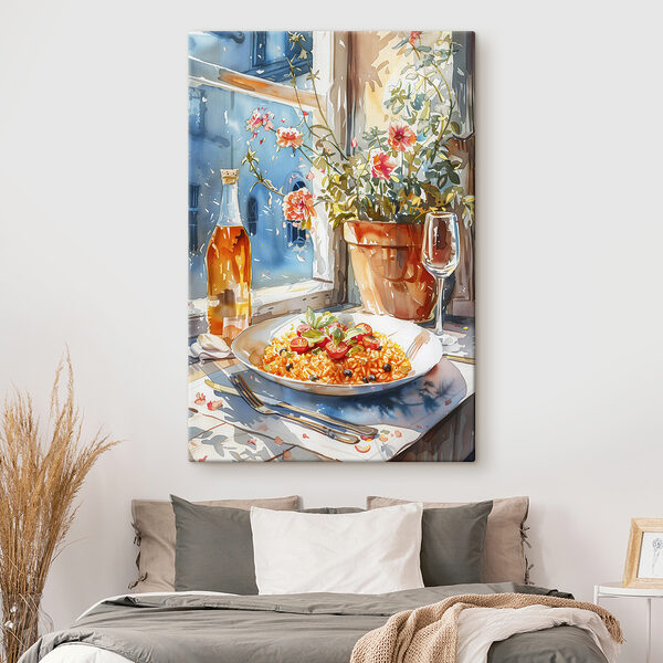 Cuadros Acuarela de comida sobre una mesa junto a una ventana (SKU: s39705) Cuadros Cuadros Acuarela de comida sobre una mesa junto a una ventana (SKU: s39705)