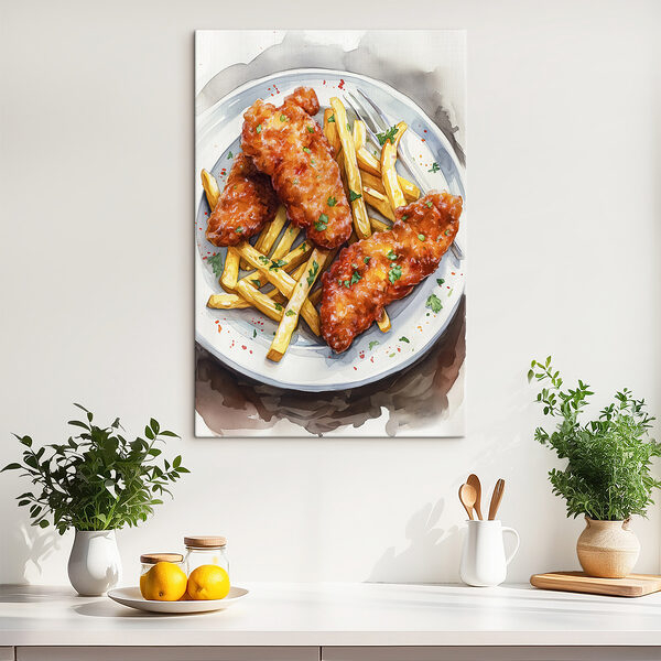 Cuadros Plato de alitas de pollo con patatas fritas (SKU: s39708) Cuadros Cuadros Plato de alitas de pollo con patatas fritas (SKU: s39708)
