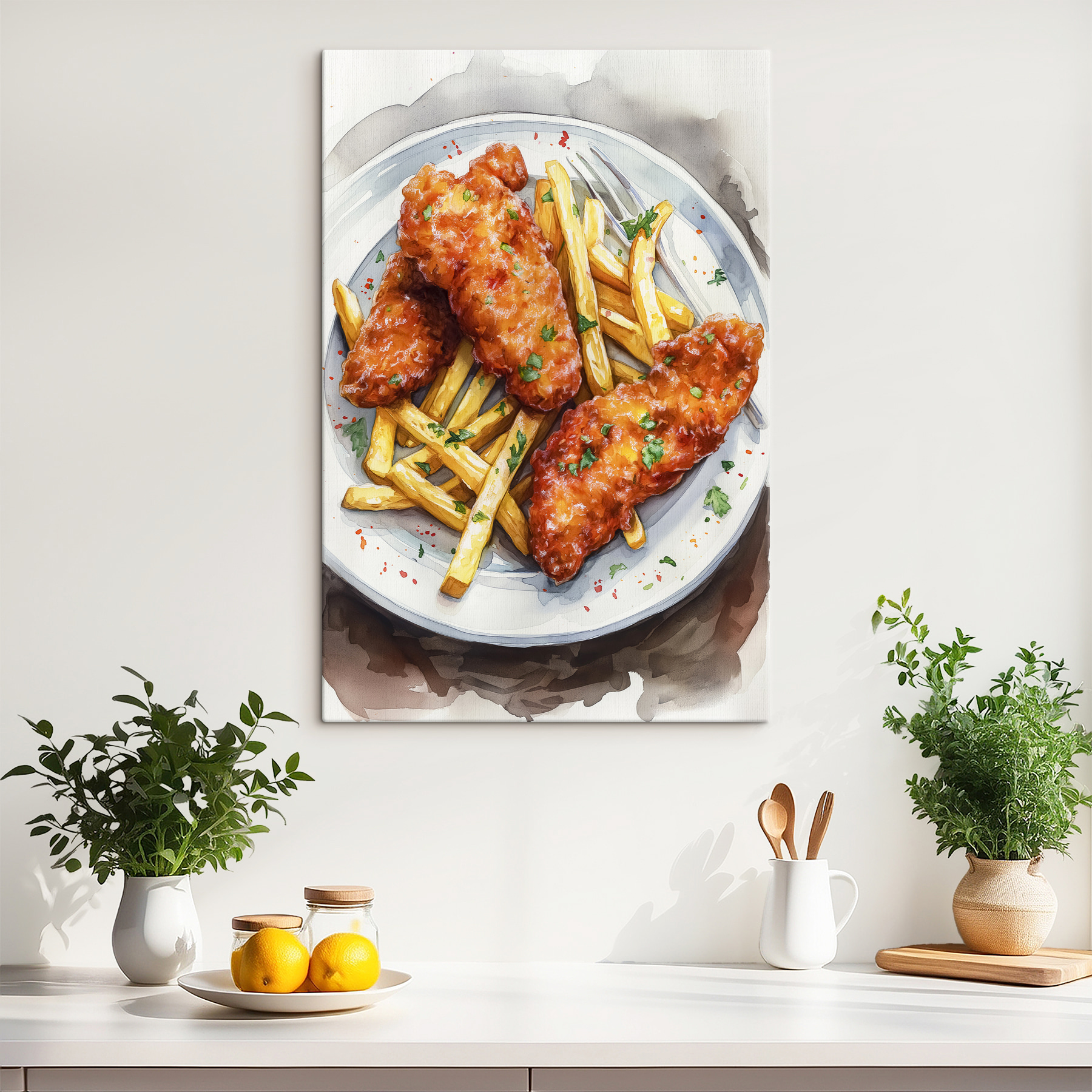 Plate of chicken wings and fries Plate of chicken wings and fries