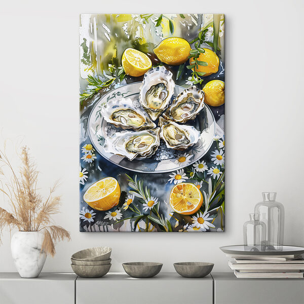 Plate of oysters and lemons Plate of oysters and lemons