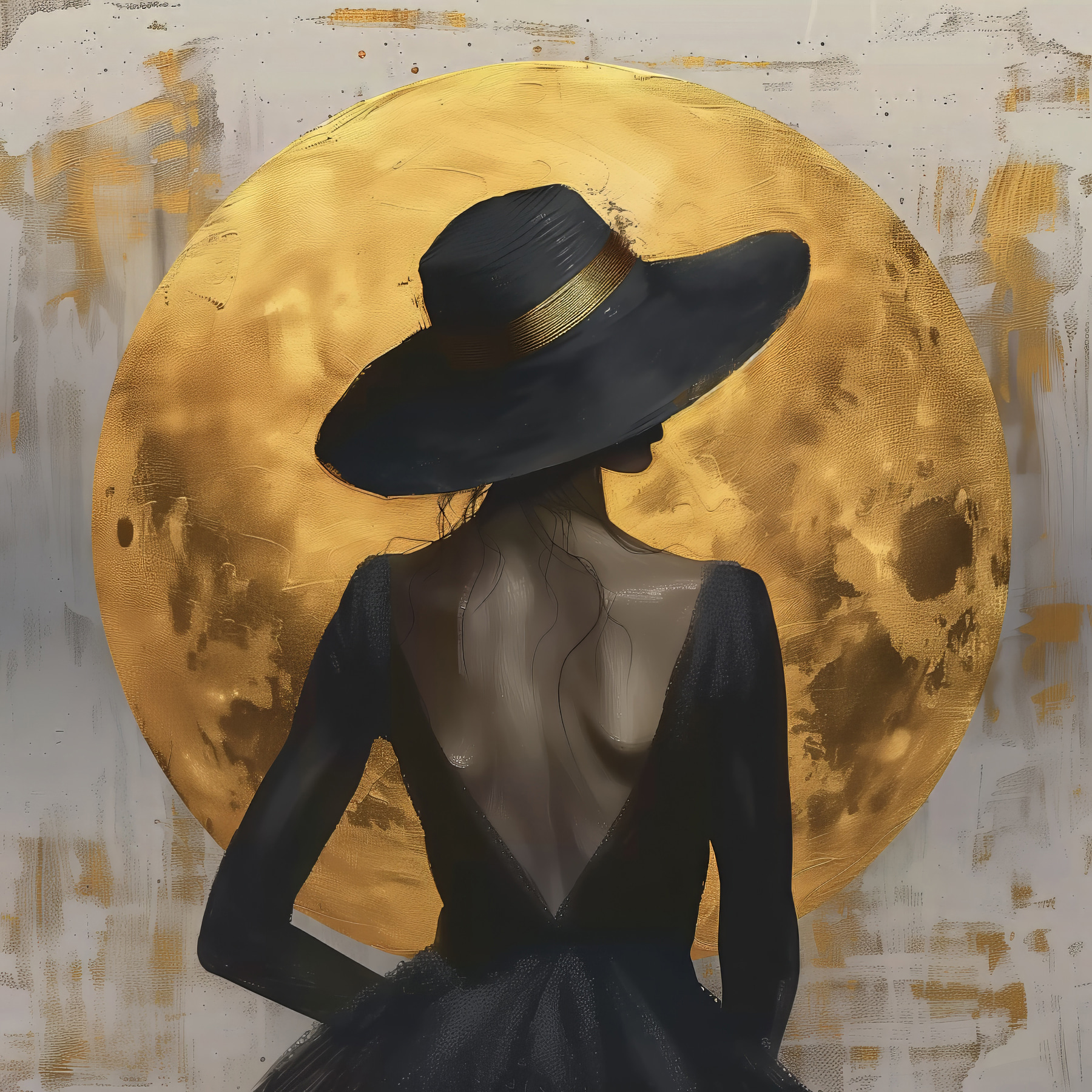 Woman in a black dress and hat Woman in a black dress and hat