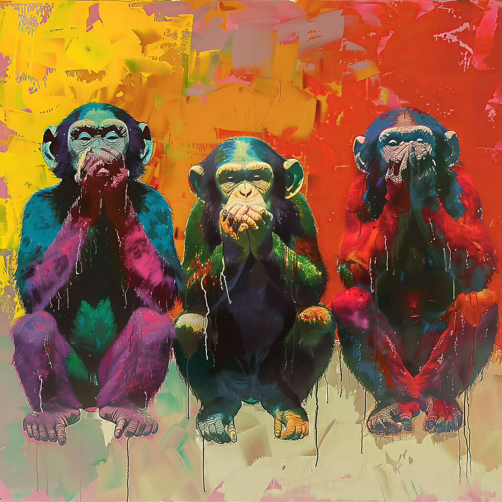 Group of monkeys sitting together Group of monkeys sitting together