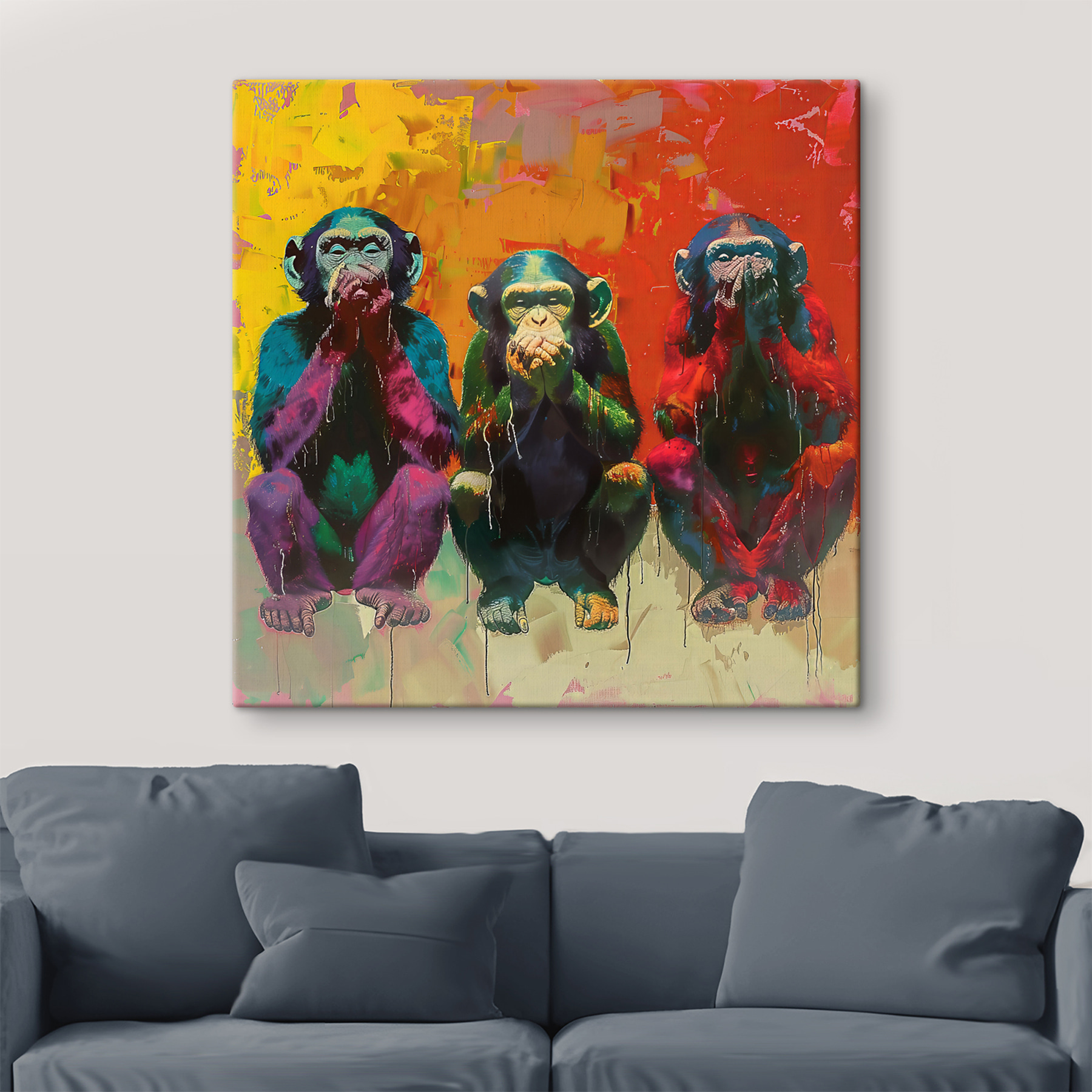 Group of monkeys sitting together Group of monkeys sitting together