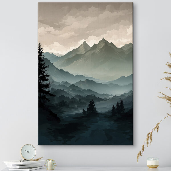 Cuadros Paisaje de montañas y árboles