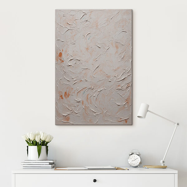 White and orange paint on a white surface