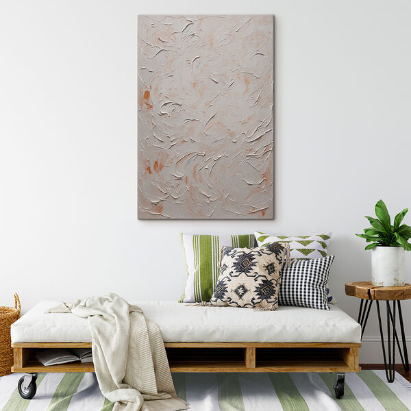 White and orange paint on a white surface