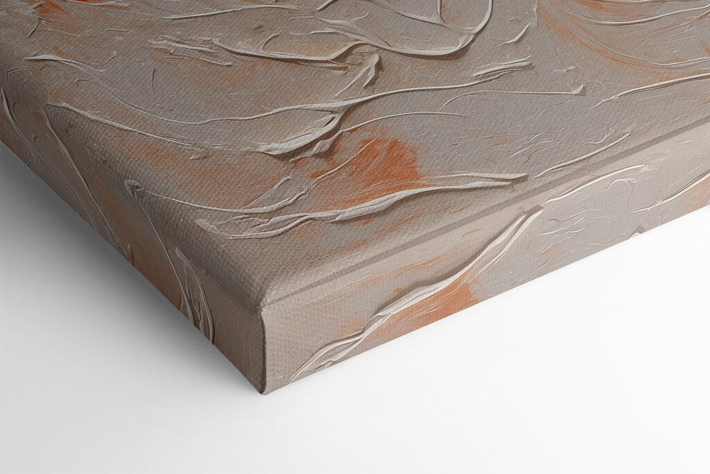White and orange paint on a white surface