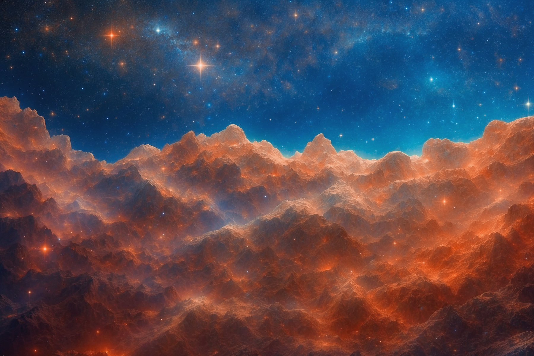 Mountain range with stars and a blue sky Mountain range with stars and a blue sky