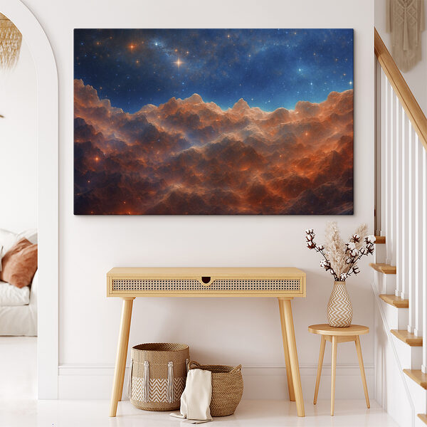 Mountain range with stars and a blue sky Mountain range with stars and a blue sky