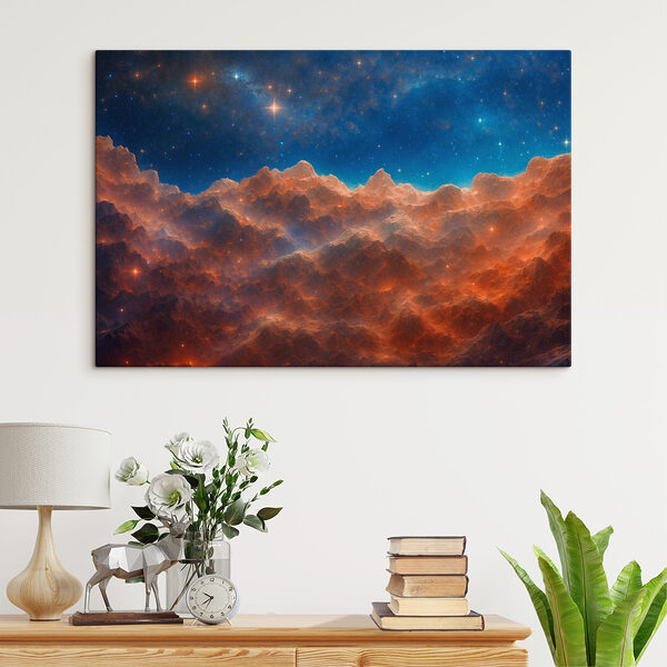 Mountain range with stars and a blue sky Mountain range with stars and a blue sky