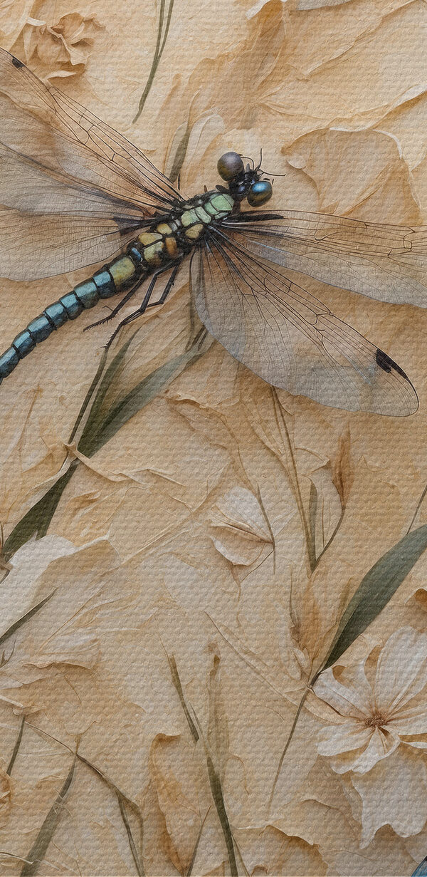 Dragonflies and flowers on a wall Dragonflies and flowers on a wall