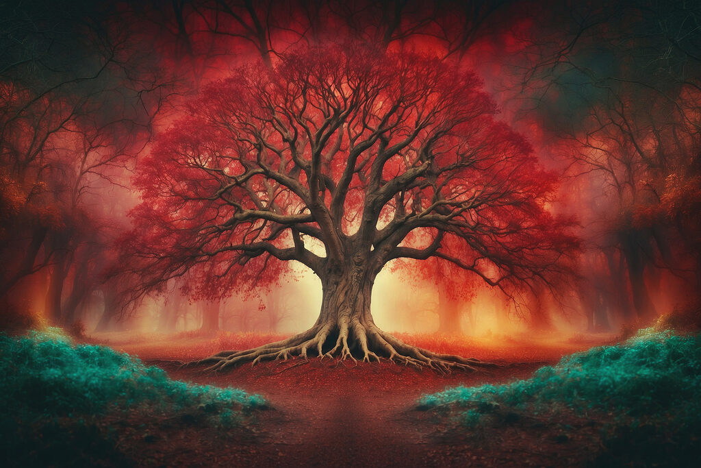 Large tree with red leaves Large tree with red leaves