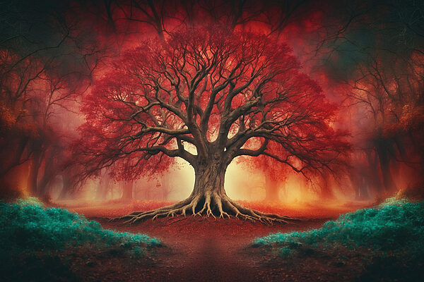 Large tree with red leaves Large tree with red leaves