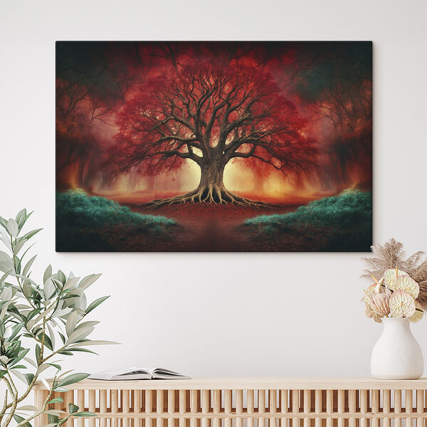 Cuadros Árbol grande con hojas rojas (SKU: s39602) Cuadros Cuadros Árbol grande con hojas rojas (SKU: s39602)