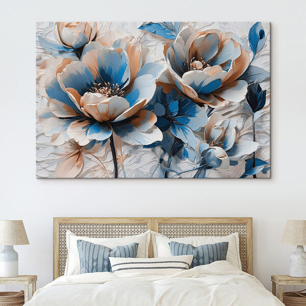 Group of blue and white flowers