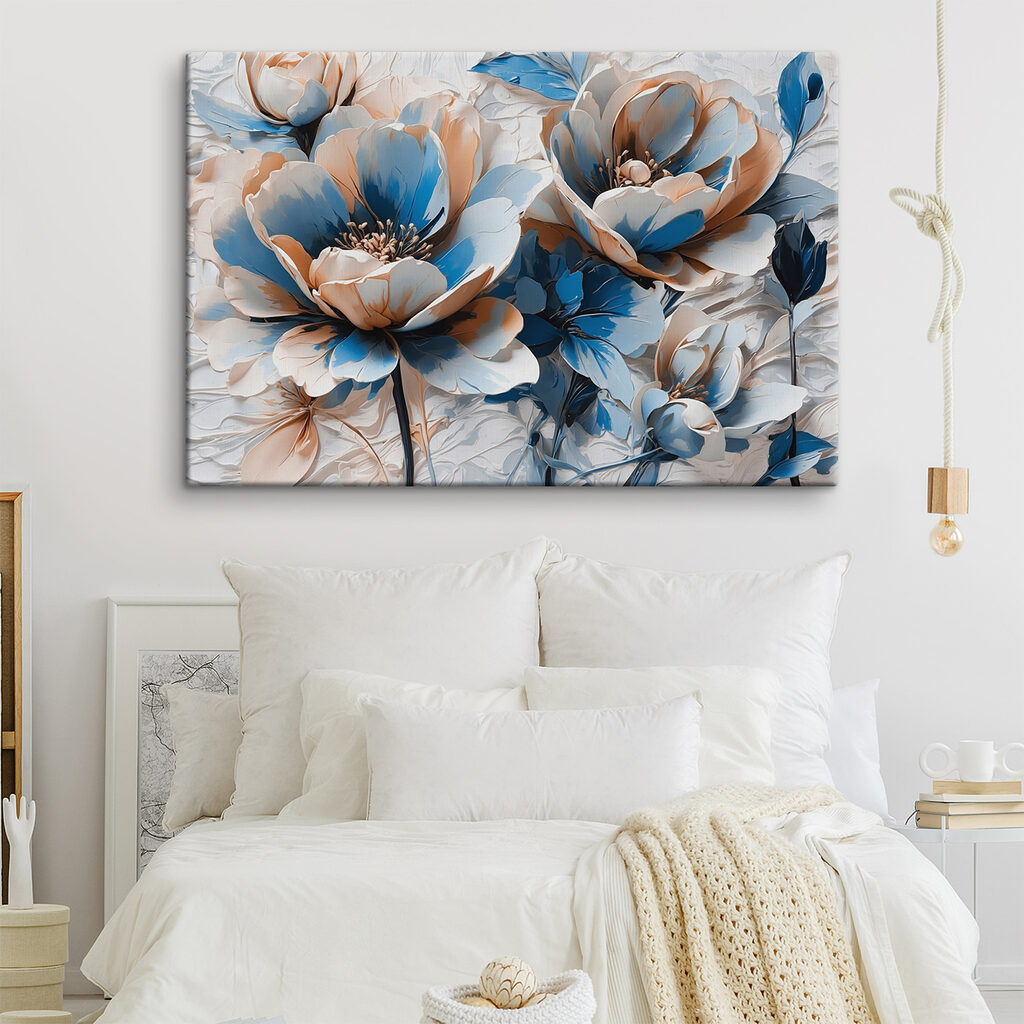 Group of blue and white flowers