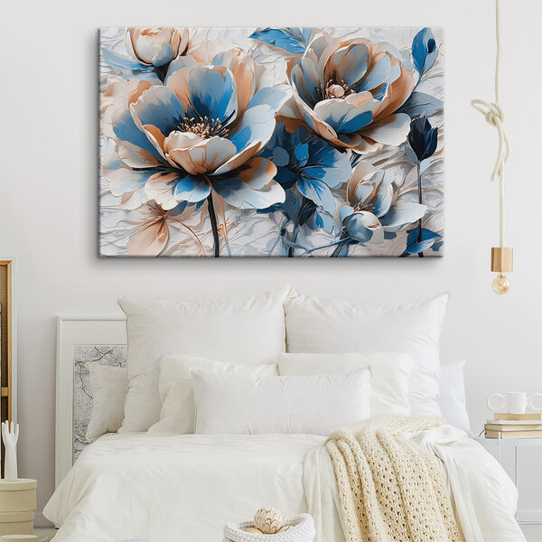 Group of blue and white flowers