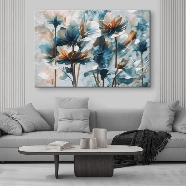 Cuadros Cuadros Ramo de flores con pétalos azules y blancos (SKU: s39606)