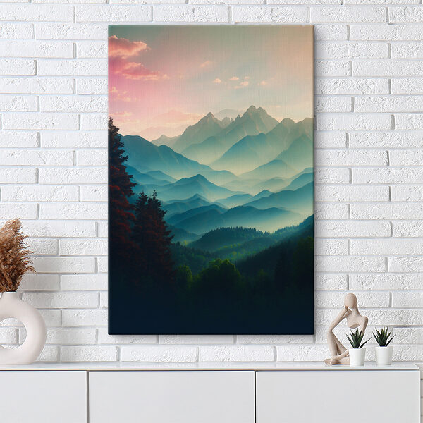 Mountain range with trees and clouds Mountain range with trees and clouds