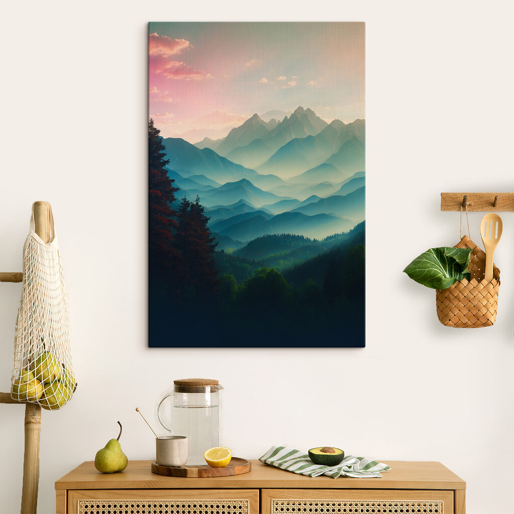 Mountain range with trees and clouds Mountain range with trees and clouds