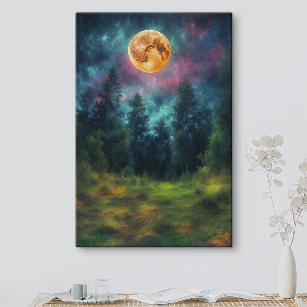 Moon in the sky over a forest Moon in the sky over a forest