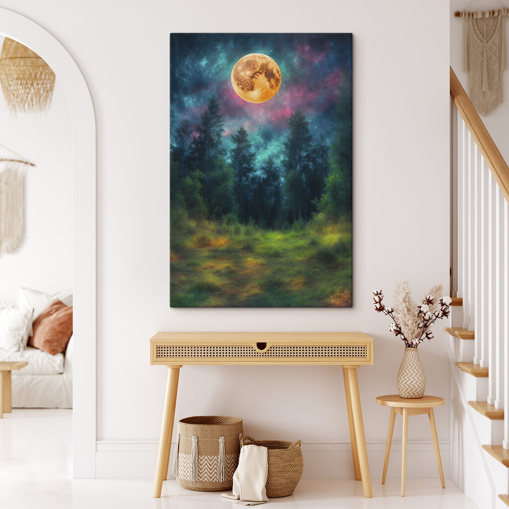 Moon in the sky over a forest Moon in the sky over a forest