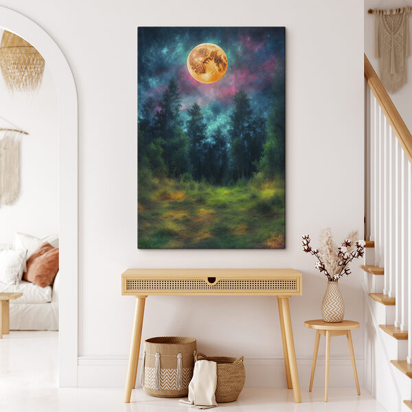 Moon in the sky over a forest Moon in the sky over a forest