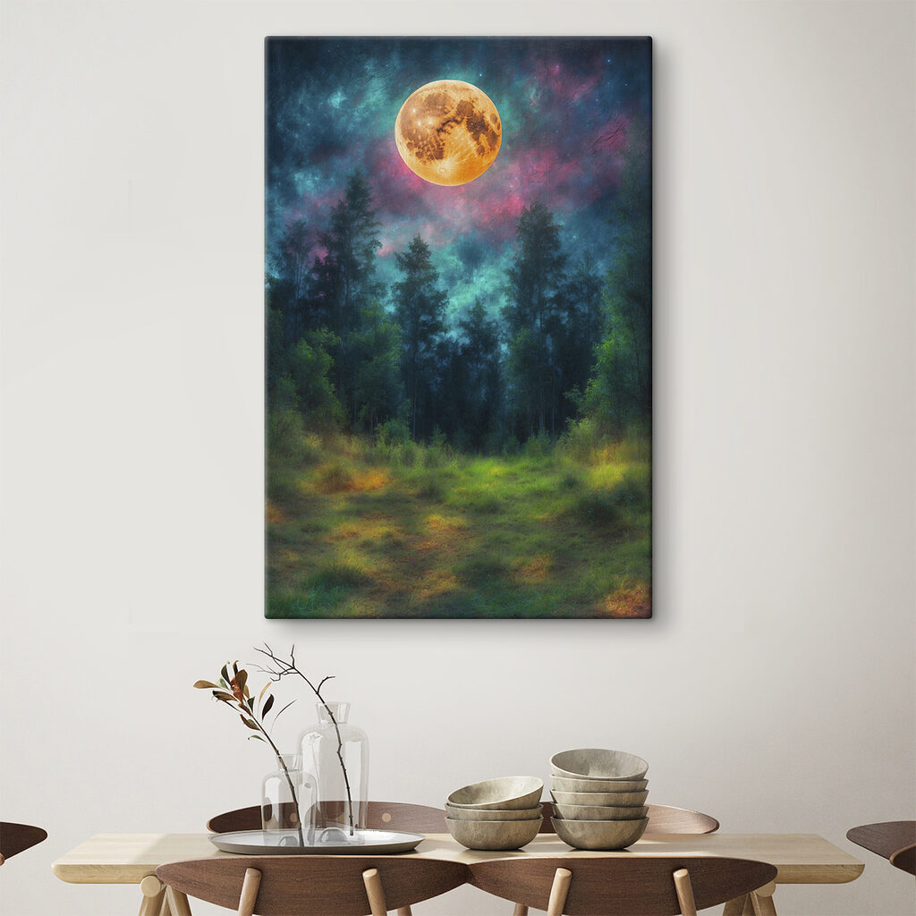 Moon in the sky over a forest Moon in the sky over a forest