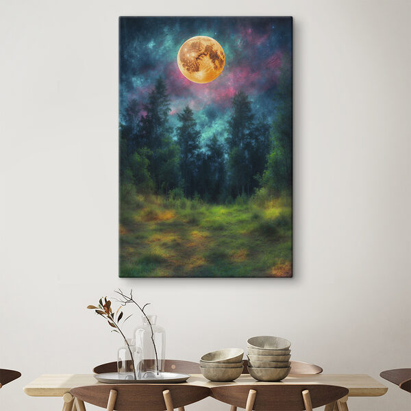 Moon in the sky over a forest Moon in the sky over a forest