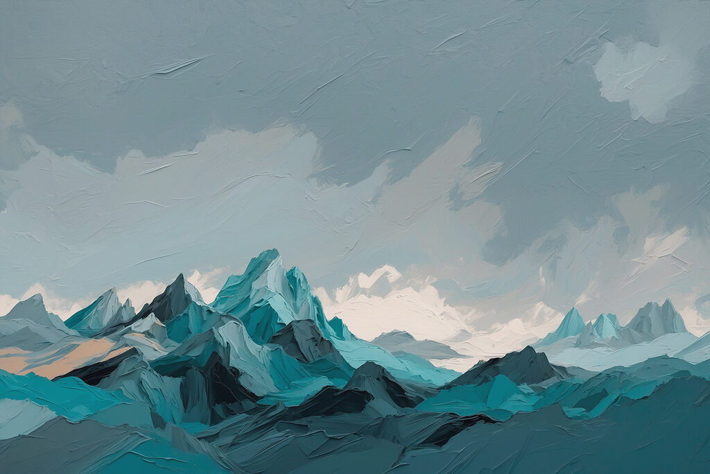 Painting of mountains and clouds Painting of mountains and clouds