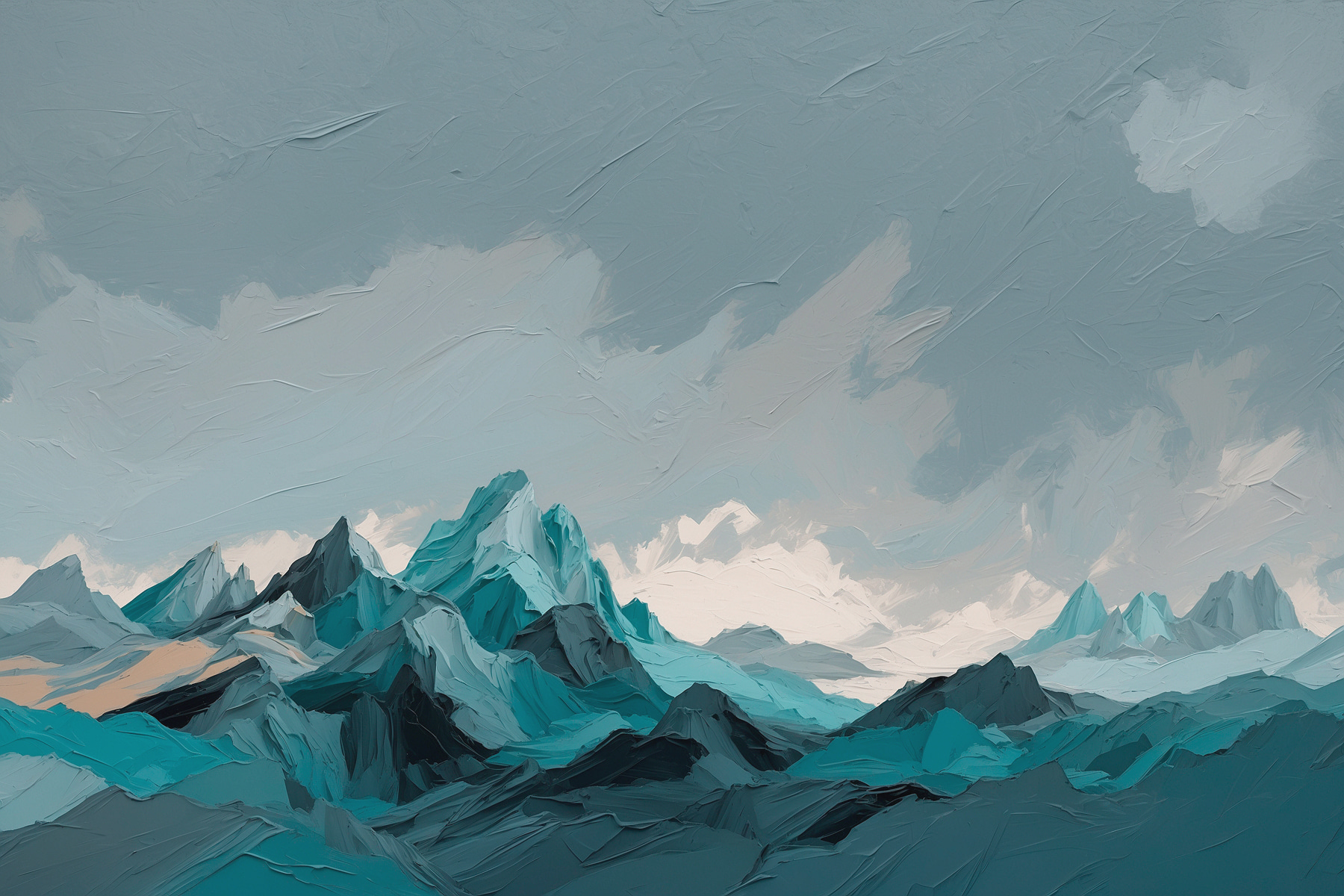 Painting of mountains and clouds Painting of mountains and clouds