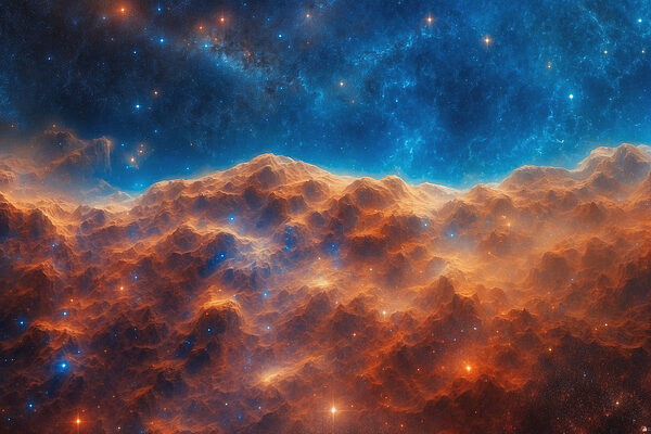 Mountain range with stars and a blue sky Mountain range with stars and a blue sky