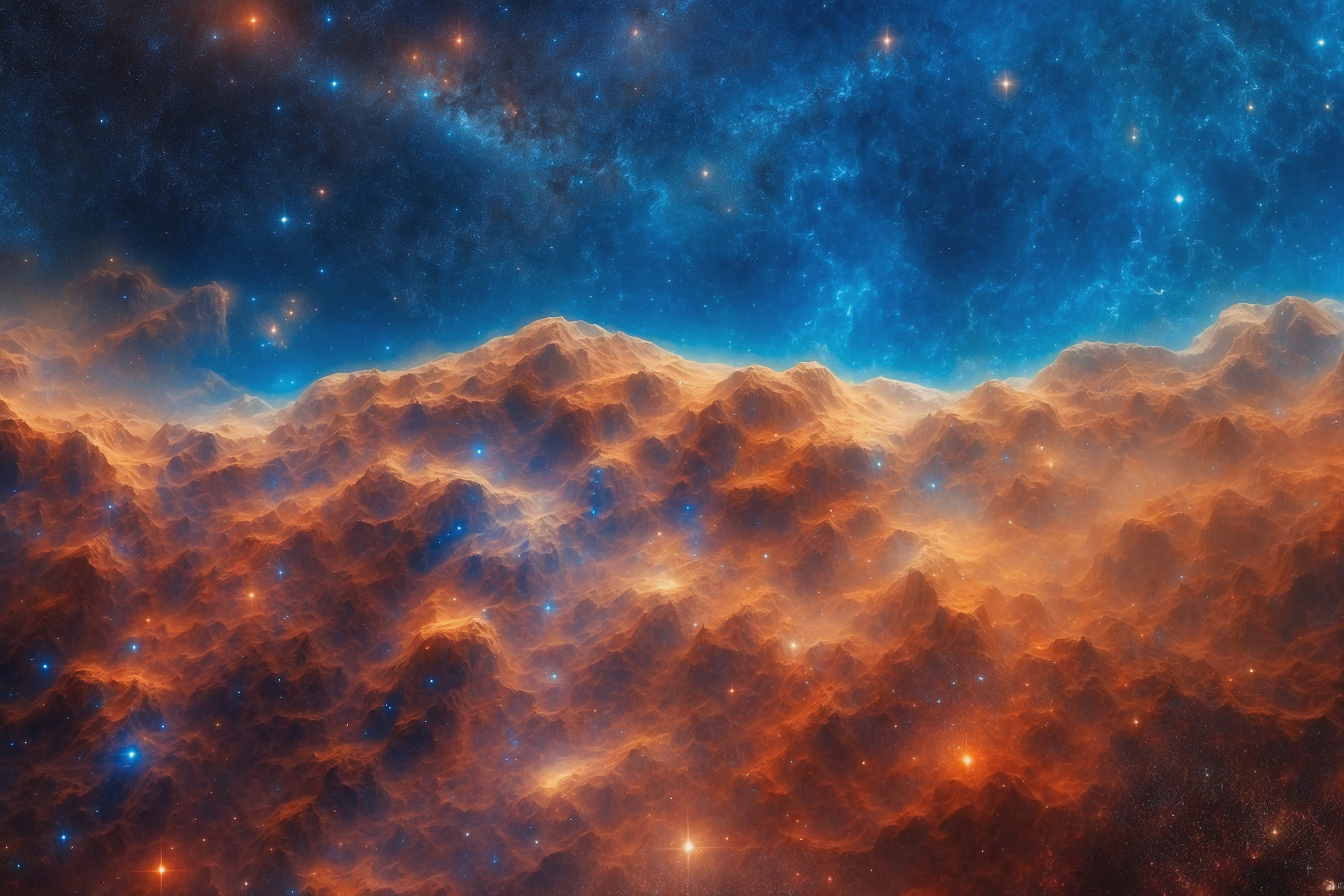 Mountain range with stars and a blue sky Mountain range with stars and a blue sky
