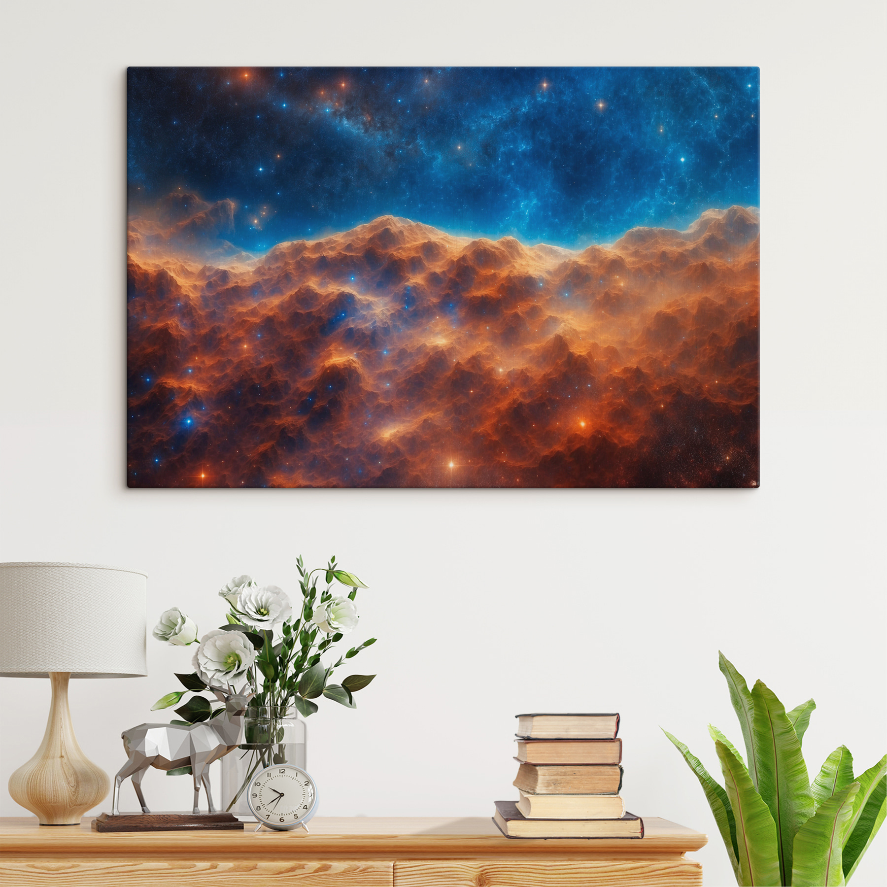 Mountain range with stars and a blue sky Mountain range with stars and a blue sky