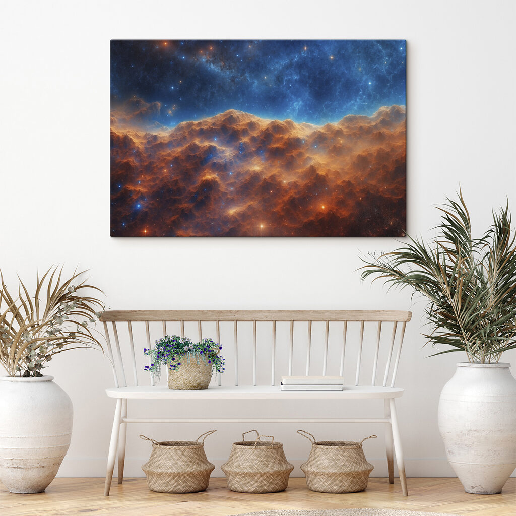 Mountain range with stars and a blue sky Mountain range with stars and a blue sky