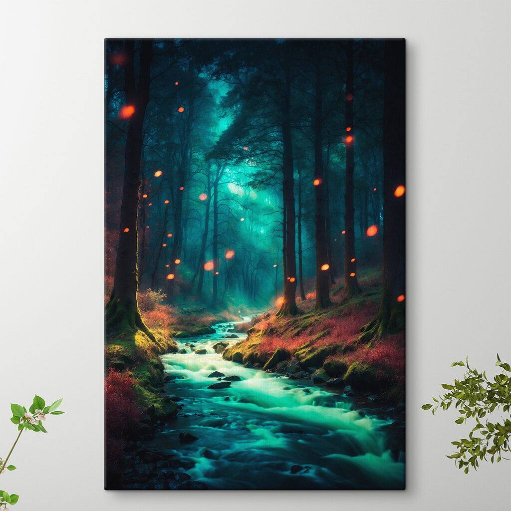 Stream in a forest with trees and leaves Stream in a forest with trees and leaves