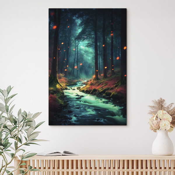 Stream in a forest with trees and leaves Stream in a forest with trees and leaves