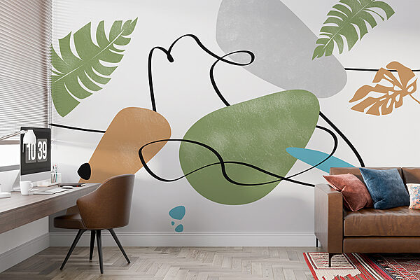 Fotomurales Fotomurales Arte colorido con hojas (SKU: w08090)