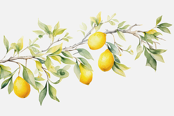 Rama de limonero con frutos amarillos Rama de limonero con frutos amarillos