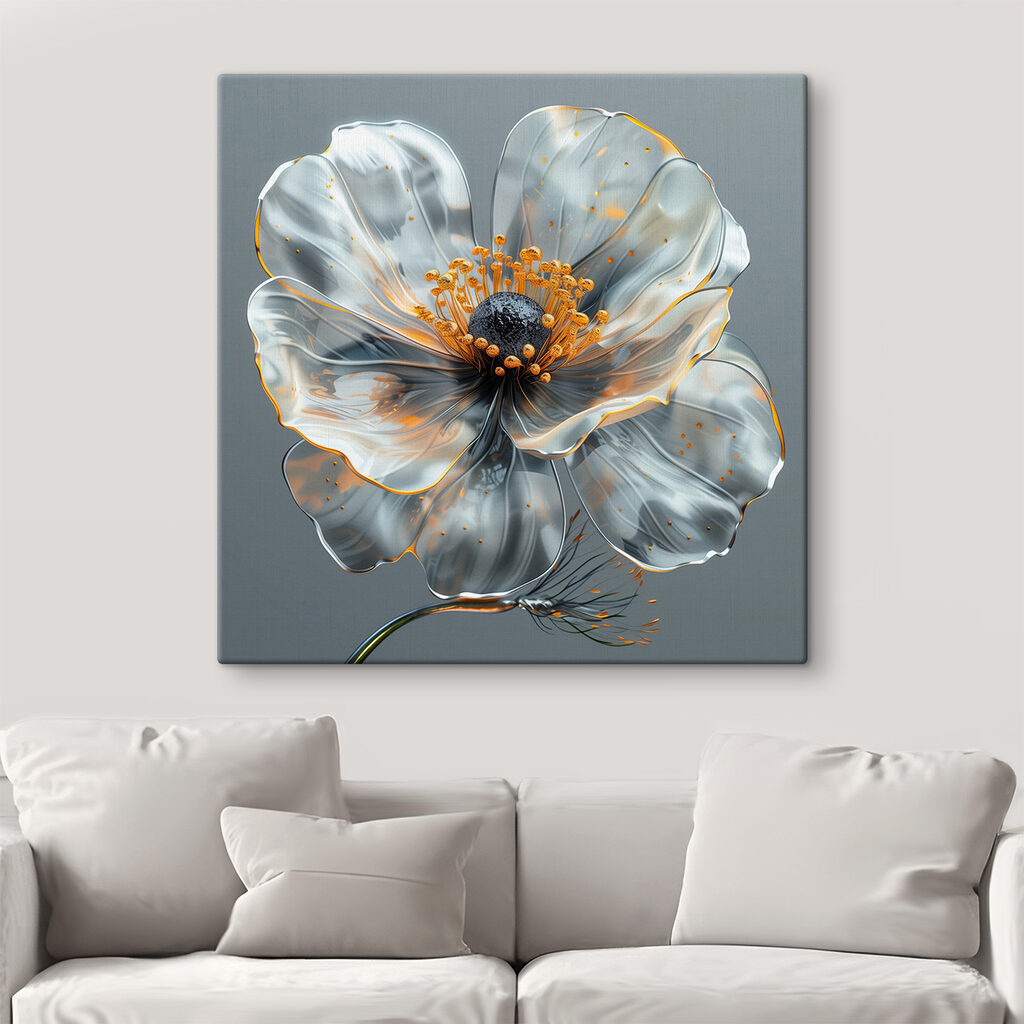 Glass flower with a yellow center Glass flower with a yellow center