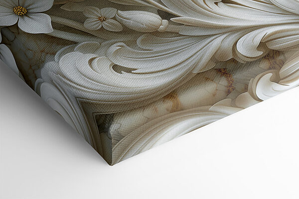 White floral design on a marble surface White floral design on a marble surface