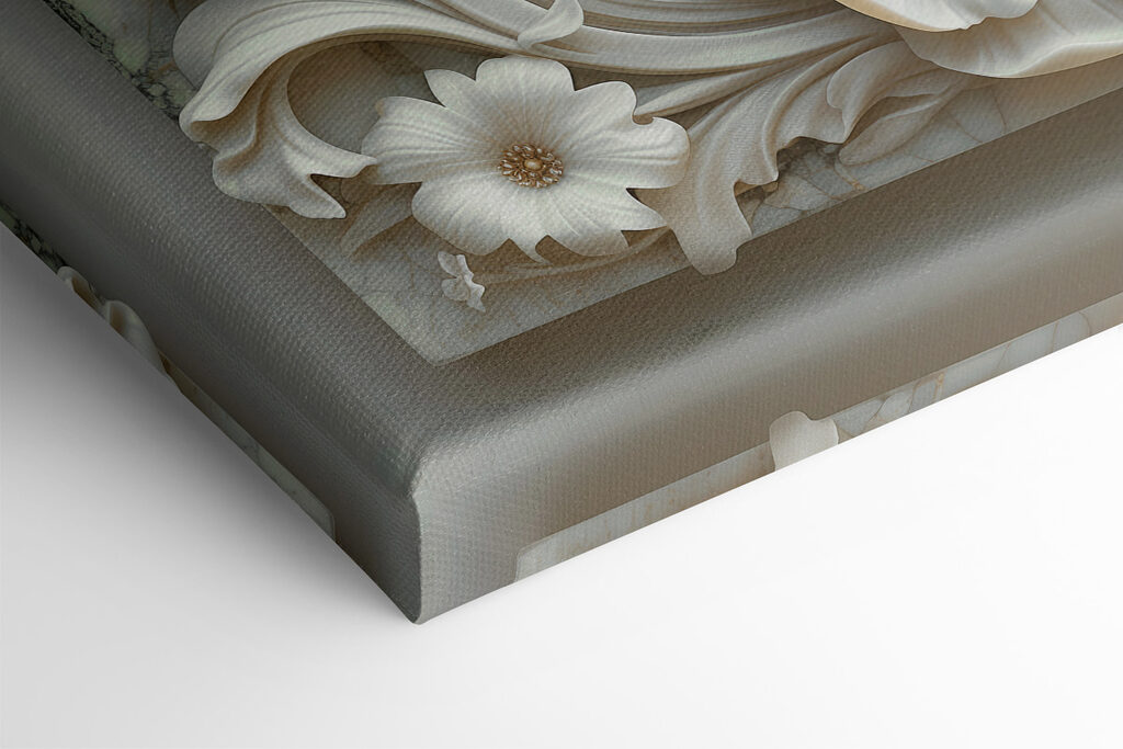 White floral design on a marble surface White floral design on a marble surface
