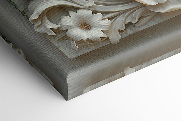 White floral design on a marble surface White floral design on a marble surface