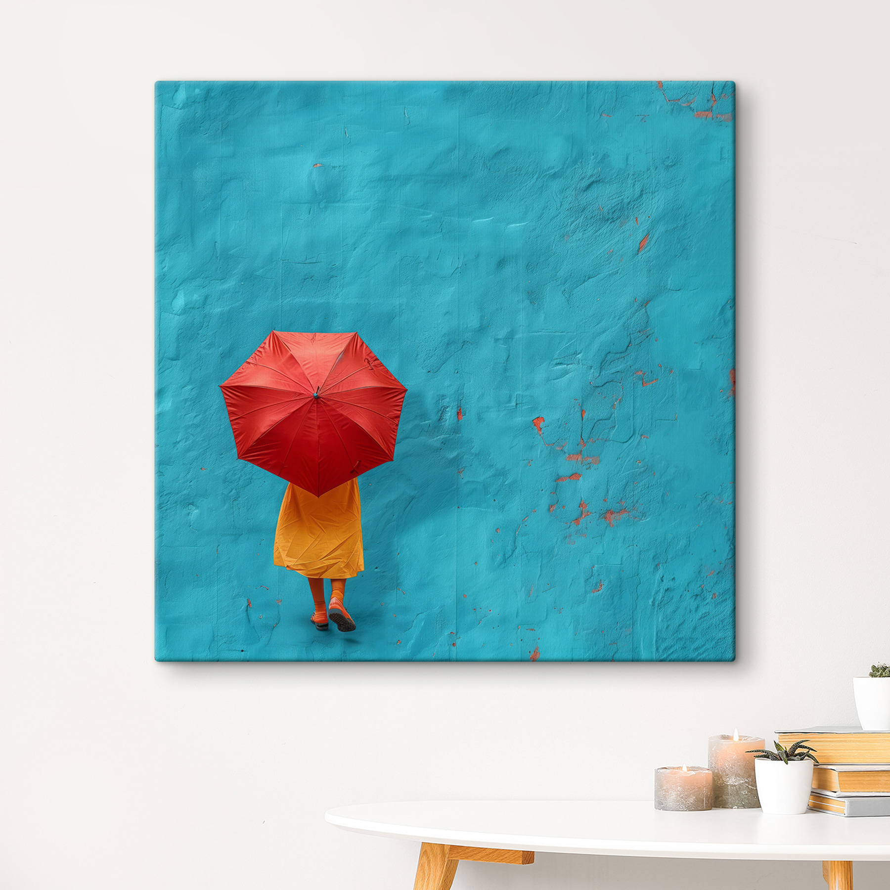 Person holding a red umbrella Person holding a red umbrella