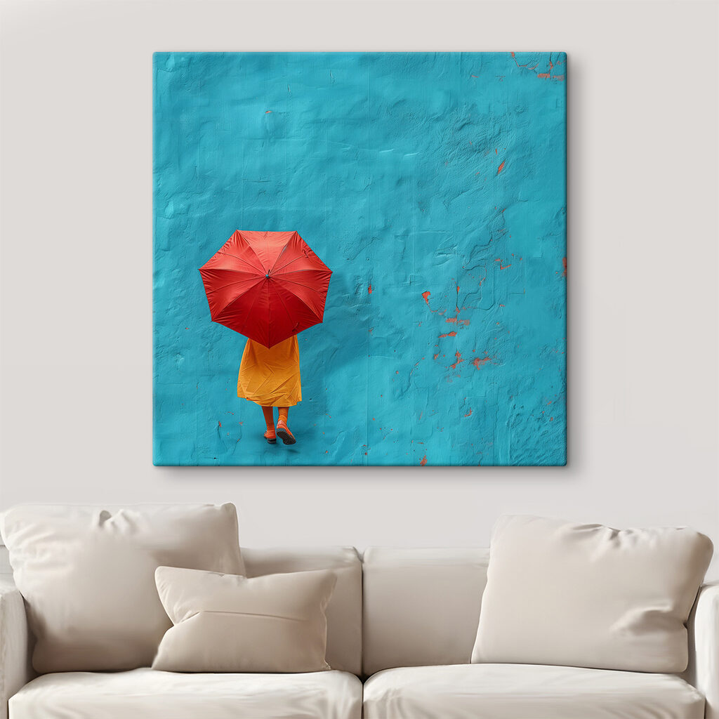 Person holding a red umbrella Person holding a red umbrella