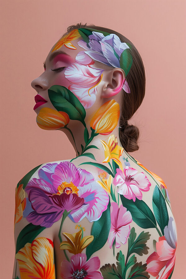 Woman with flowers on her body Woman with flowers on her body