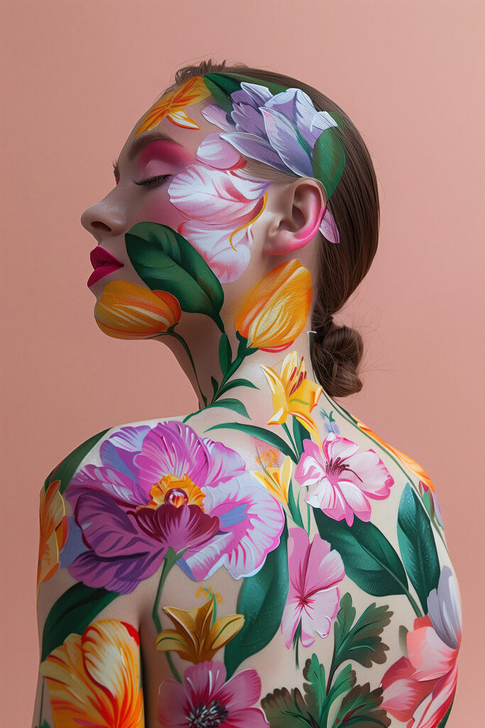 Woman with flowers on her body Woman with flowers on her body